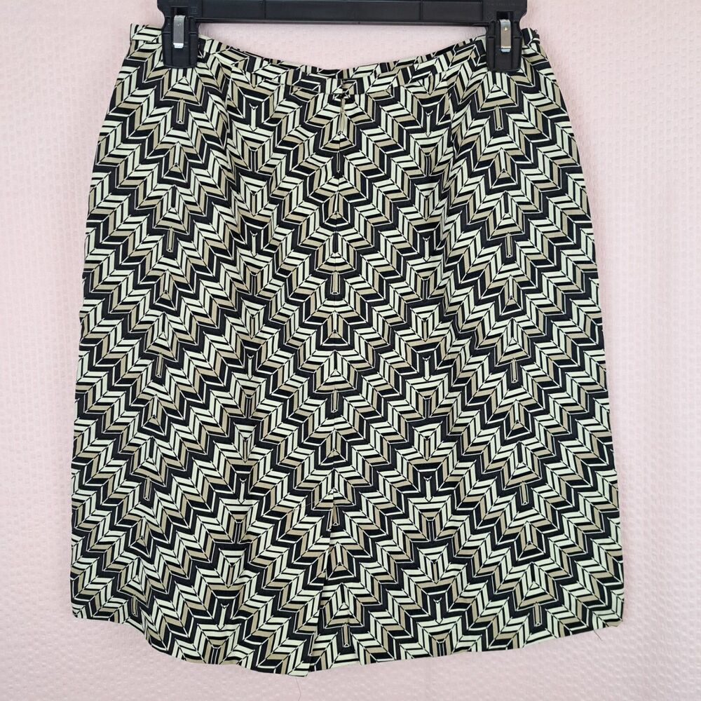 Vintage Ann Taylor Silk with Wool Blend Chevron Print Pencil Skirt Size 6 - Picture 9 of 11